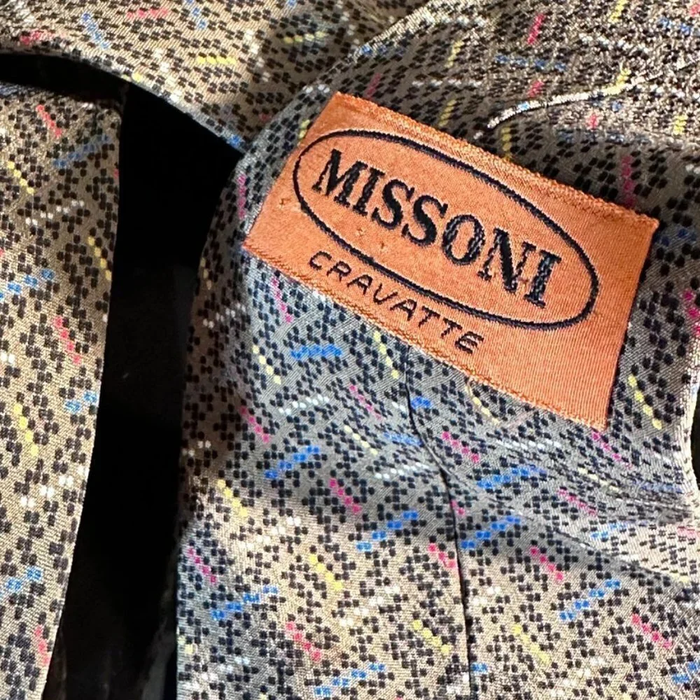 Missoni Chevron Mens Tie Silk Neckwear Brown Zig Zag Red Blue Polka Dots